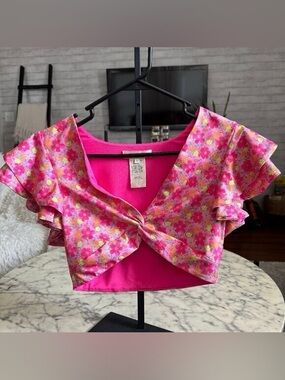 New with tags: LoveShackFancy Bright Pink Floral Top